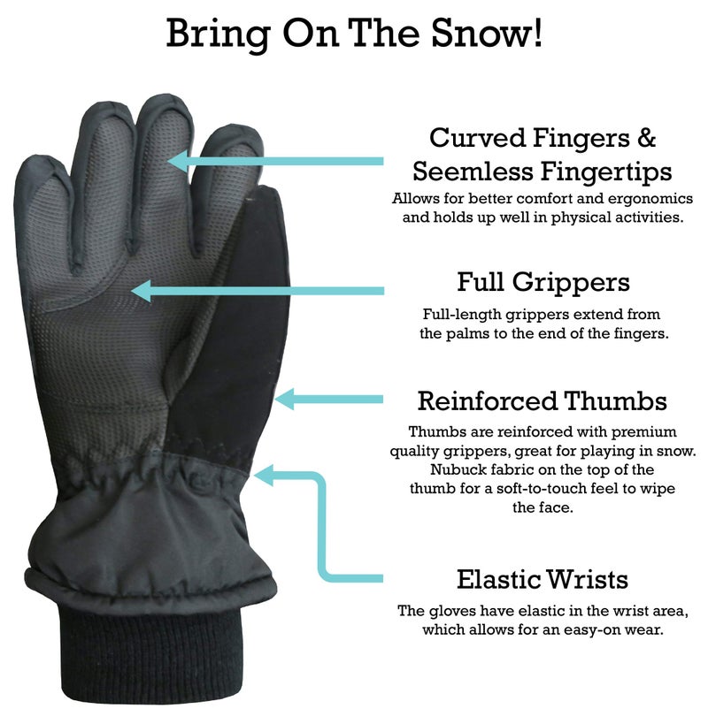 N'Ice Caps Kids Waterproof Thinsulate Warm Winter Gloves (Black Stripe, 5-6 Years) - Image 4